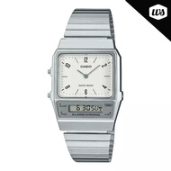 [Watchspree] Casio Vintage Style Analog-Digital Dual Time Stainless Steel Band Watch AQ800E-7A2 AQ-8