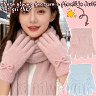 2-1Pairs Winter Plush Knitted Gloves - Thermal Gloves - Plush Full Fingers Glove - Solid Color Mitte