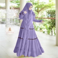 Gamis Syari Syakira Set Jilbab Jumbo 3XL Bahan Ceruti Babydoll Full Furing Mix Payet Mutiara Terbaru
