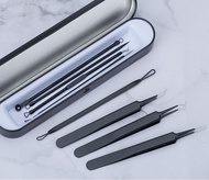 Bộ dụng cụ Nặn mụn 7 món Que nặn mụn đầu đen bằng thép có hộp đựng