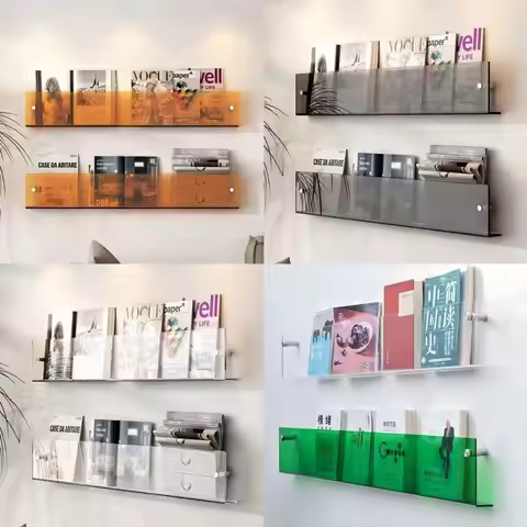 Acrylic Magazine Holder Brochure Holder,Record Holder Magazine Hanging Bookshelf Literature Storage 