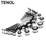 [TENOL] 36 Pieces Stainless Steel Ear Gauges Stretching Kit Plug and Taper 14G-00G Expander