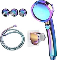 KAIYING Drill-Free High Pressure Handheld Shower Head with ON/OFF Pause Switch 3 Spray Modes Water Saving Showerhead, Detachable Puppy Shower Accessories (U:Shower Head (Radiant Rainbow)+Bracket+Hose)