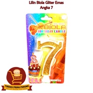 LILIN LARGE GOLD GLITTER VIOLIN CANDLE NUMBER 7 - BIRTHDAY CANDLE