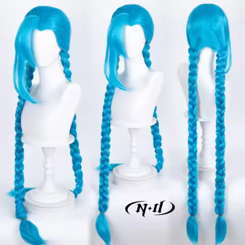 ND Jinx Cosplay Wigs Arcane League of Legends Cos Hair Wigs Heat Resistant Synthetic for Comic Con C