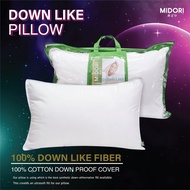 MIDORI หมอนโรงแรม 6 ดาว⭐ หมอนขนห่านเทียม 1500 กรัม Down like PILLOW ผ้าคอตตอล Cotton 100%