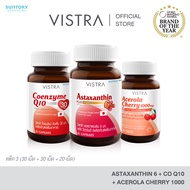 [ Asta 6 & E + Q10 + Citrus : เซต 3 ขวด ] VISTRA ASTAXANTHIN 6 MG PLUS VITAMIN E ( 30 เม็ด) + VISTRA