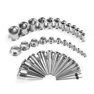 36PCS Ear Gauge Stretching Kit Stainless Steel Double Flare Alloy Tapers 2 In 1 Plugs Set Eyelet 14G