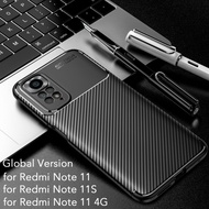 Shockproof Case for Xiaomi Redmi Note 11 Pro Plus 11S 11T 5G Carbon Fiber Texture Silicone Phone Back Cover Casing for Redmi Note11 Pro + Pro+ 5G