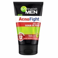 Garnier Men Acno Fight Anti-Acne Scrub In Foam Cleanser | Garnier Men Acno Fight Wasabi Brightening-