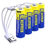 EEMB AA電池4パックAA充電可能電池リチウム電池AA USB C型充電ケーブル交換電池1.5 V 2600 mWhフラッシュ 1.5 V 単3形