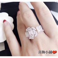 [Real Shot] New Xiaoxiang Camellia Full Diamond Open Ring Female ring Diamond Ring