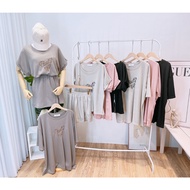 [Yun.yang Shop] 60117 Waffle Embroidered Letter Couple Set