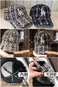 LA 秋冬格紋刺繡棒球帽（兩色）