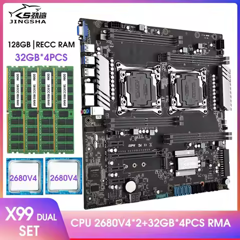 X99 DUAL Motherboard Set With XEON E5 2680 V4*2 And 128GB(4*32G) DDR4 2133Hz REG ECC Memory Combo Ki