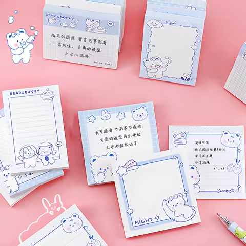 Korean Cute Kawaii White Bear Sticky Notes Funny Memo Pad Post Notepad Stationery Index Tab Planner 