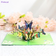 Pinkcat 3D Stereoscopic Flying Butterflies Birthday Thanks Cards Greeg Christmas Card With Envelope Postcard Gift Thanks Giving Car SG