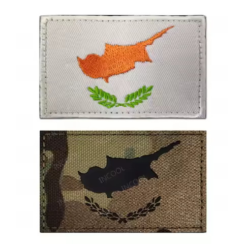 Cyprus Flag Embroidered Patches IR Reflective Flags Appliqued Patch For Clothing Backpack Cap