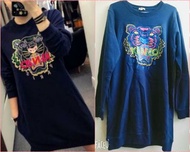 國外品牌 KENZO 經典刺繡虎頭款 藍色 純棉 長袖洋裝