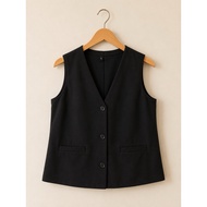 Eileen Fisher Button Front Vest | Minimalist Sleeveless Vest