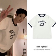 Contrast Color Clothes T-Shirt 23 Short-Sleeved Star Bai Jingting 2025 Pure Cotton Trendy goodbai Co