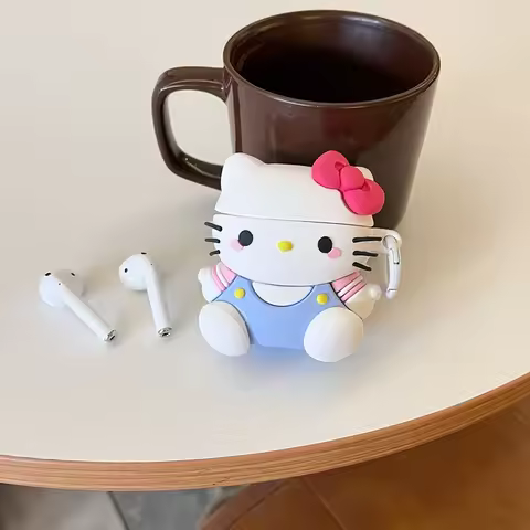 Bowknot Hello Kitty Cartoon Headphone Case for Apple Airpods1 4 3 2 Pro with Charm Silicone Cases Ai