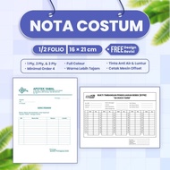 Print Custom Notes Size 1/2 Cash Invoice