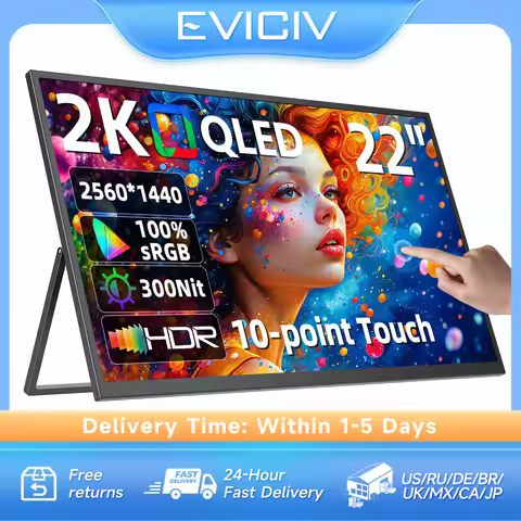 Eviciv 22" Touch Screen Portable Monitor 2K 100%DCI-P3 QLED External Display for Laptop Computer PC 