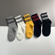 Korean Socks - 2 Line Checkered Plain Socks - Iconic Socks