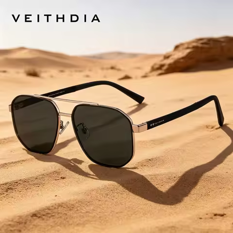 VEITHDIA Brand Sunglasses Polarized UV400 Anti-reflective Lens Stainless Steel Frame Outdoor Driving