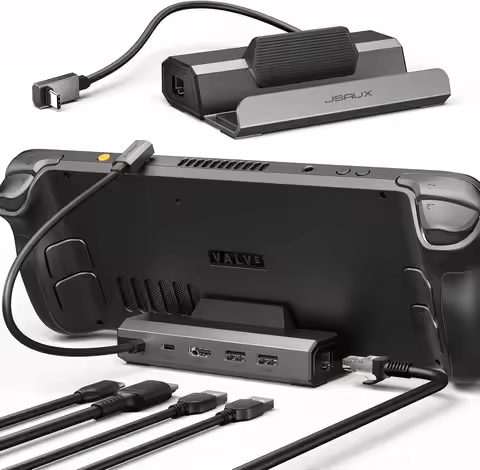 Upgraded Docking Station 4K@60Hz for Steam Deck OLED/ROG Ally X/Legion Go/MSI Claw, 5-in-1 Steam Dec