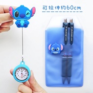 Cute Stitch Cartoon Nurse Chest Watch Nurse Watch Medical Silicone Nurse Wall Watch Children's Pocke