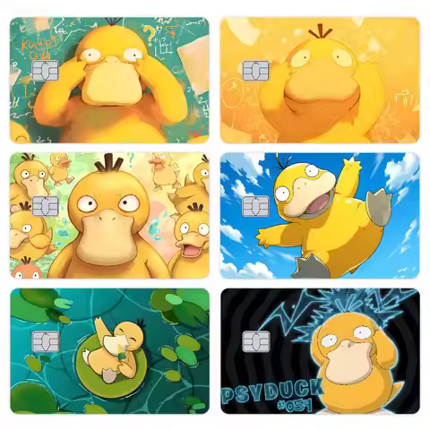 Cartoon P-Psyduck Anmie Sticker Film Skin Cover for Credit Card Debit Bank Card Front