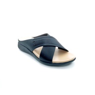 TREND รองเท้าหนัง PU/รองเท้าแตะแบบสวม ส้น 4 CM. รุ่น LERNA สี BLACK l รองเท้าแตะ ผู้หญิง