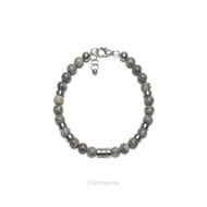 CW Manila - 0RION Bracelet - 6mm Map Jasper Stone with Silver Hematite Spacers - Lobster Clasp