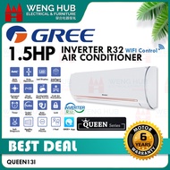 Gree 1.5HP Inverter Wifi Aircond QUEEN13I