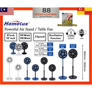 Homelux 8''12" Stand Fan Table Fan Kipas Berdiri Kipas Meja Strong Wind | HSF-108PW HSF-112PW HTF-20