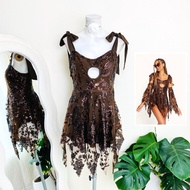 Size M iheart Brand Authentic 1 Fairy Mini Dress Shiny Scales Brown Suitable For Wearing To Events S