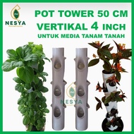 Growing Tower 4 inchi 50 cm Pot Tower Vertikal Garden Paralon Vertikultur