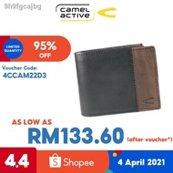 ☊♗camel active Men Casual Bifold Genuine Leather Wallet ESW6631HM6#BLK