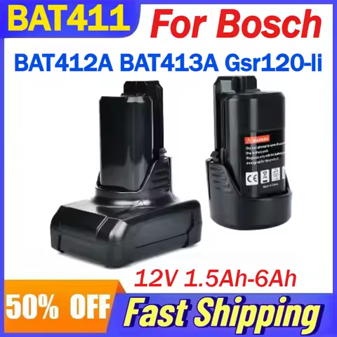 High-Quality 12V 1.5Ah-6Ah BAT411 Replacement Battery for Bosch BAT412A BAT413A Gsr120-li Charger Dr