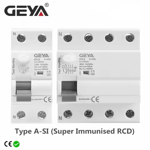 GEYA GYL9 A-SI Type Time Delayed RCD RCCB ELCB Electromagnetic Circuit Breaker 2P 4P 40A 63A 30mA Ty