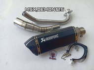 ชุดท่อ MSX125  MSX125-SF DEMON125 แสตนเลส+ปลายท่อ AK14 นิ้วดำด้านปากเคฟล่า