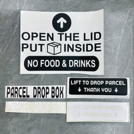 [SG] Parcel Drop Box Sticker Signage Sign Package Mail Leave Parcel Here Sign