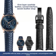 High Quality Cowhide Woven Watchband For IWC IW344205 Portugieser Pilot Watches Portofino Blue Soft 