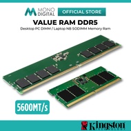 KINGSTON DDR5 VALUE RAM DESKTOP PC (DIMM) / LAPTOP NOTEBOOK (SODIMM) NON-ECC CL46 MEMORY RAM- 8G/16G