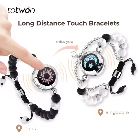 TOTWOO Long Distance Touch Bracelets for Couples, Vibration & Light up for Love Couples Bracelets | 
