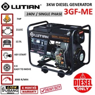 LUTIAN 3.0KW/3000Watt Diesel Generator C/W Electric Start 3GF-ME - Heavy Duty - 6 Months Local Warra