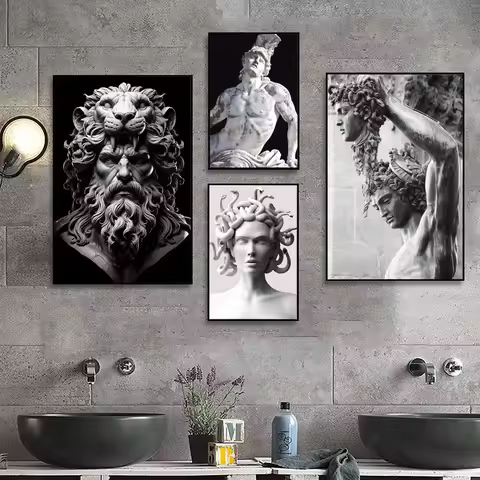 Neon Medusa Zues Thunder Poster No Framed Poster Kraft Club Bar Paper Vintage Poster Wall Art Painti