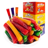 现货速发诚宝庄酸Q棒软糖长条黏牙签糖盒装90后怀旧零食童年拉丝糖粘牙糖Chengbaozhuang acid Q bar fudge long sticky toothpick sugar box20